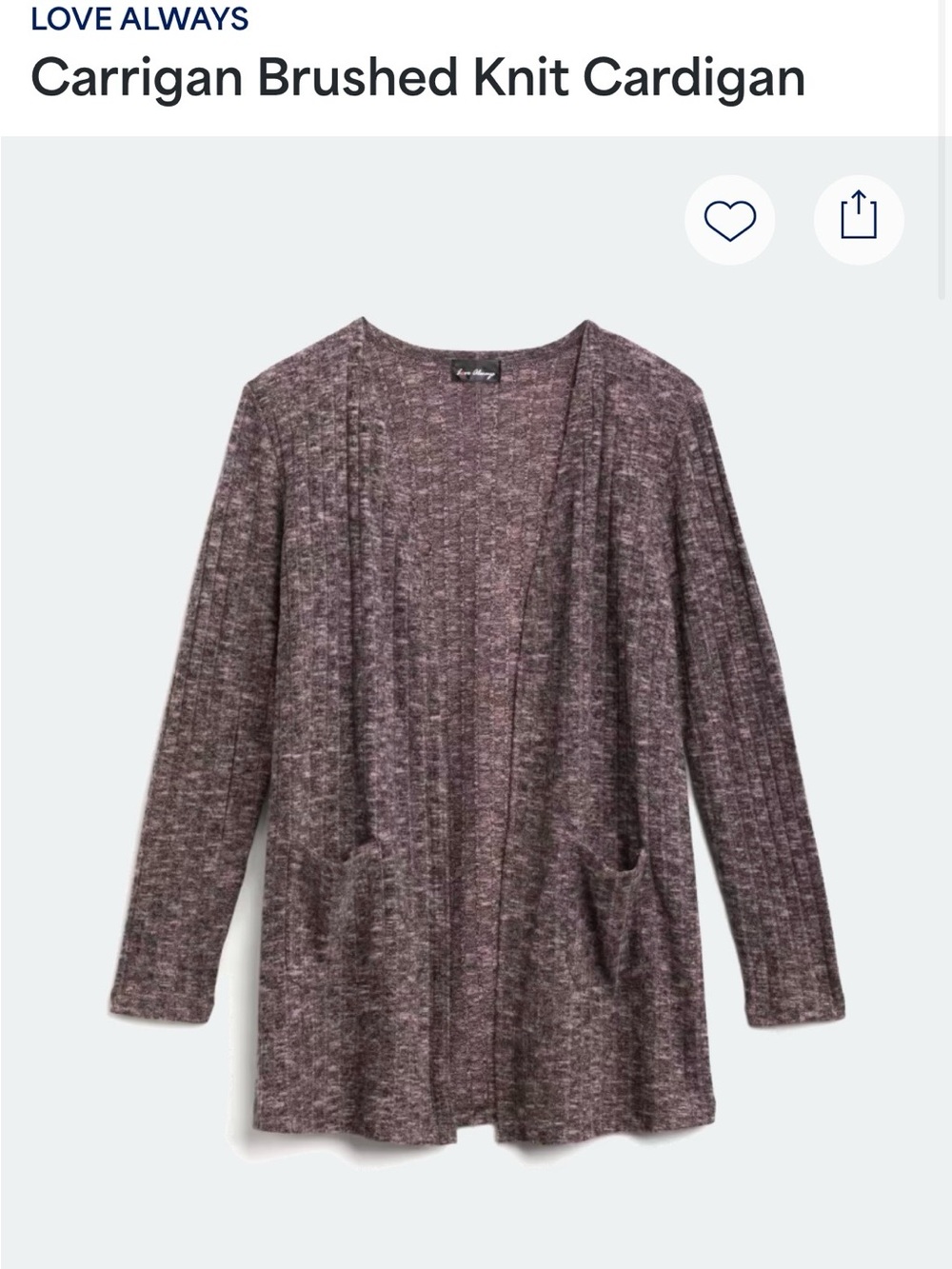 Always Brushed Open-Front Cardigan in Heather Plum